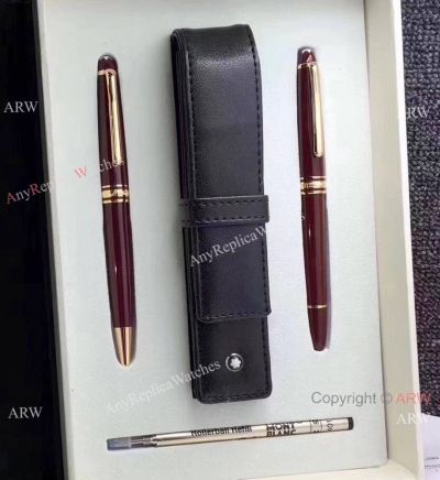Montblanc Replicas Meisterstuck 4 items Set Include Red Ballpoint/Rollerball Pen/Refills/Pen Case